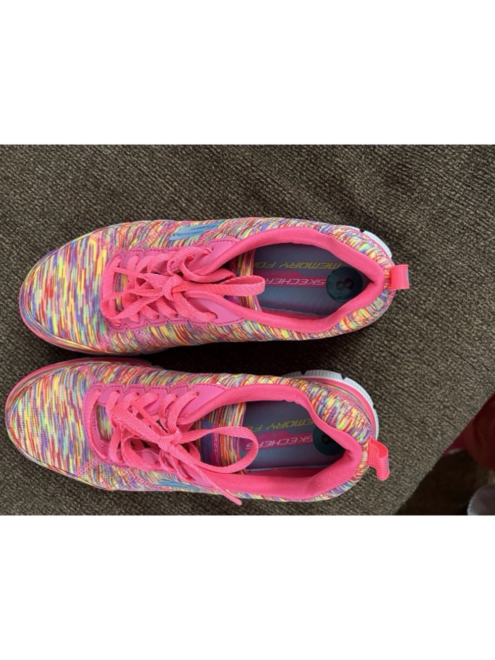 Skechers Women's Pink Multi Knit Athletic Sneakers-8